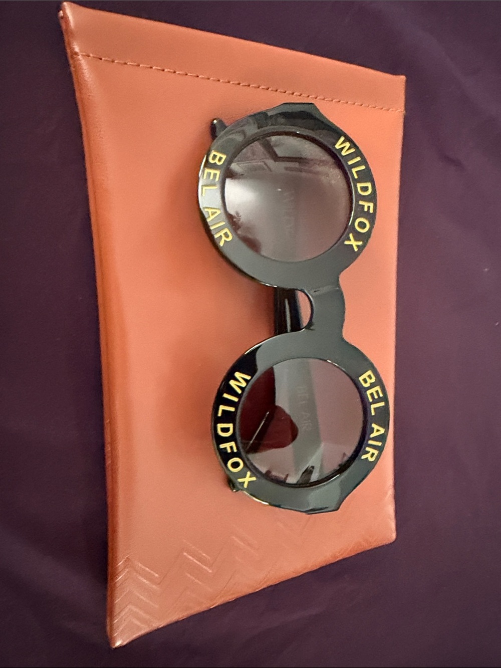 Wildfox Black Round Sunglasses with Yellow Logo